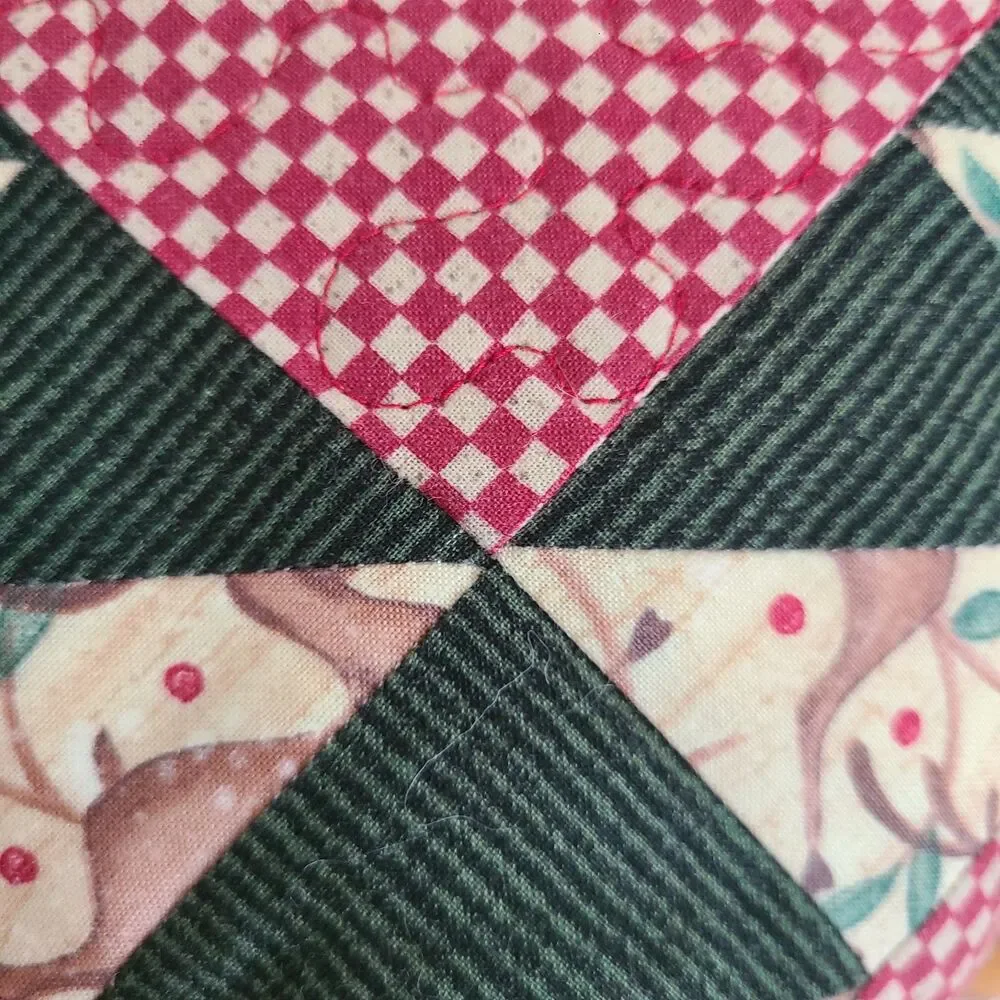 Vintage Christmas Holiday Accent Pillow Handmade Machine Stitch Christmas Fabric